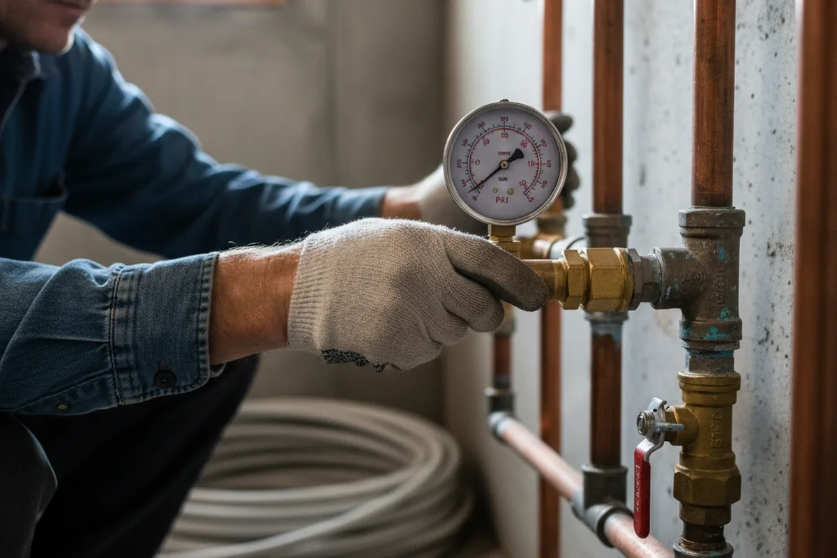 Pressure testing a repaired line during Water Line Repair in Fairdale